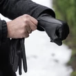Men's hairsheep leather gloves lined with silk BLACK
