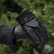 Men's hairsheep leather gloves lined with silk BLACK