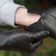 Men's hairsheep leather unlined gloves BLACK