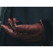Men's hairsheep leather gloves lined with rabbit fur