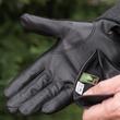 Men's suede-nappa leather gloves lined with silk BLACK