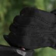 Men's suede-nappa leather gloves lined with silk BLACK