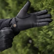 Men's deerskin leather gloves lined wool BLACK