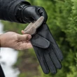 Men's deerskin leather gloves lined wool BLACK
