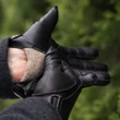 Men's deerskin leather gloves lined wool BLACK
