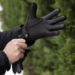 Men's deerskin leather gloves lined wool BLACK