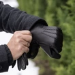 Men's deerskin leather gloves lined wool BLACK
