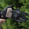 Men's hairsheep leather gloves lined with wool BLACK