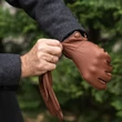 Men's deerskin leather gloves lined with wool WALNUT