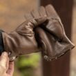 Men's hairsheep leather gloves lined with lamb fur