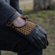 Men's Hairsheep Leather Driving Gloves BLACK(NAVAHO)