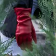 Women's deerskin leather wool lined gloves RED