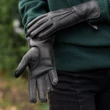 Women's deerskin gloves lined with wool BLACK