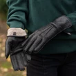 Women's deerskin gloves lined with wool BLACK
