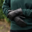 Women's deerskin gloves lined with wool BLACK
