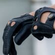 Women's deerskin leather driving gloves BLACK