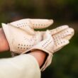 Women's deerskin leather driving gloves BONE
