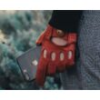 Women's deerskin leather driving gloves RED