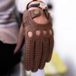 Women's deerskin leather driving gloves TAUPE