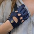 Women's hairsheep leather driving gloves BLUE