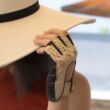 Women's hairsheep leather fingerless gloves BEIGE-BROWN