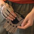 Women's fingerless gloves GREY-BLACK