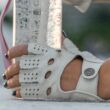 Women's deerskin leather fingerless gloves BONE