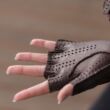 Women's deerskin leather fingerless gloves BROWN
