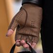 Women's deerskin leather fingerless gloves TAUPE