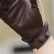 Women's hairsheep leaher unlined gloves BEIGE-BROWN