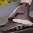 Women's hairsheep leather unlined gloves BEIGE-BROWN