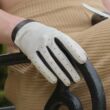 Women's hairsheep leaher unlined gloves BONE-BROWN