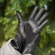 Women's leather gloves  lined with wool BLACK