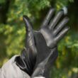 Women's leather gloves  lined with wool BLACK