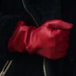 Women's unlined leather gloves RED