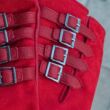 Women's suede leather gloves lined with wool RED - only size 6.5