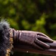 Women's hairsheep leather gloves lined with wool DARK BROWN
