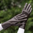 Women's silk lined leather gloves DARK BROWN