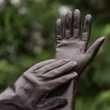 Women's silk lined leather gloves DARK BROWN
