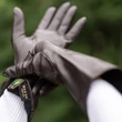 Women's silk lined leather gloves DARK BROWN
