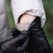 Women's hairsheep leather gloves lined with wool BLACK