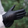 Women's hairsheep leather gloves lined with wool BLACK