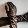 Women's long unlined leather gloves BROWN
