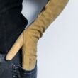 Women's long suede leather gloves silk lined BEIGE