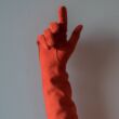 Women's long suede leather gloves silk lined RED