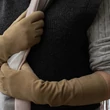 Women's long suede leather gloves silk lined BEIGE