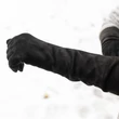 Women's long suede leather gloves silk lined BLACK