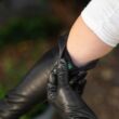 Women's long unlined leather gloves BLACK