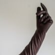 Women's long hairsheep leather gloves, rayon lined BLACK