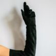Women's long suede leather gloves, rayon lined BLACK